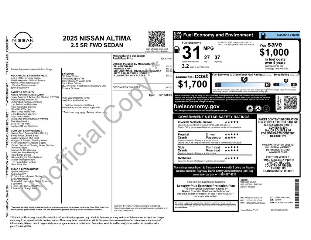 2025 Nissan Altima SR
