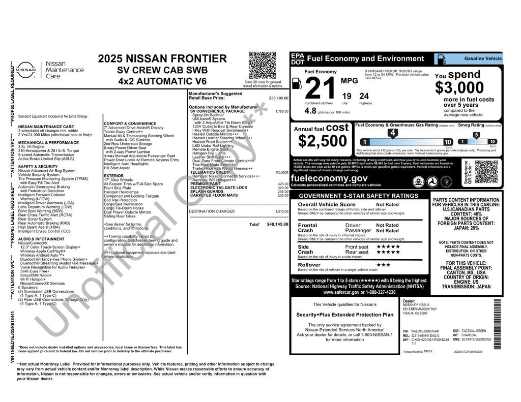 2025 Nissan Frontier Crew Cab SV