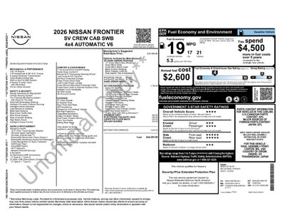 2026 Nissan Frontier Crew Cab SV