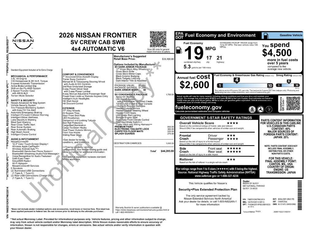 2026 Nissan Frontier Crew Cab SV