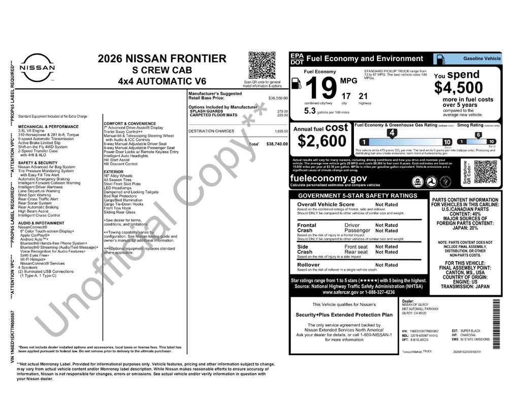 2026 Nissan Frontier Crew Cab S