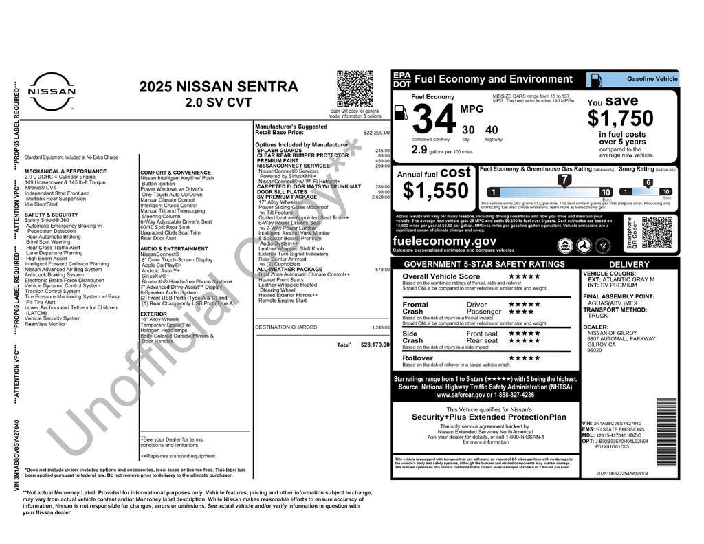 2025 Nissan Sentra SV