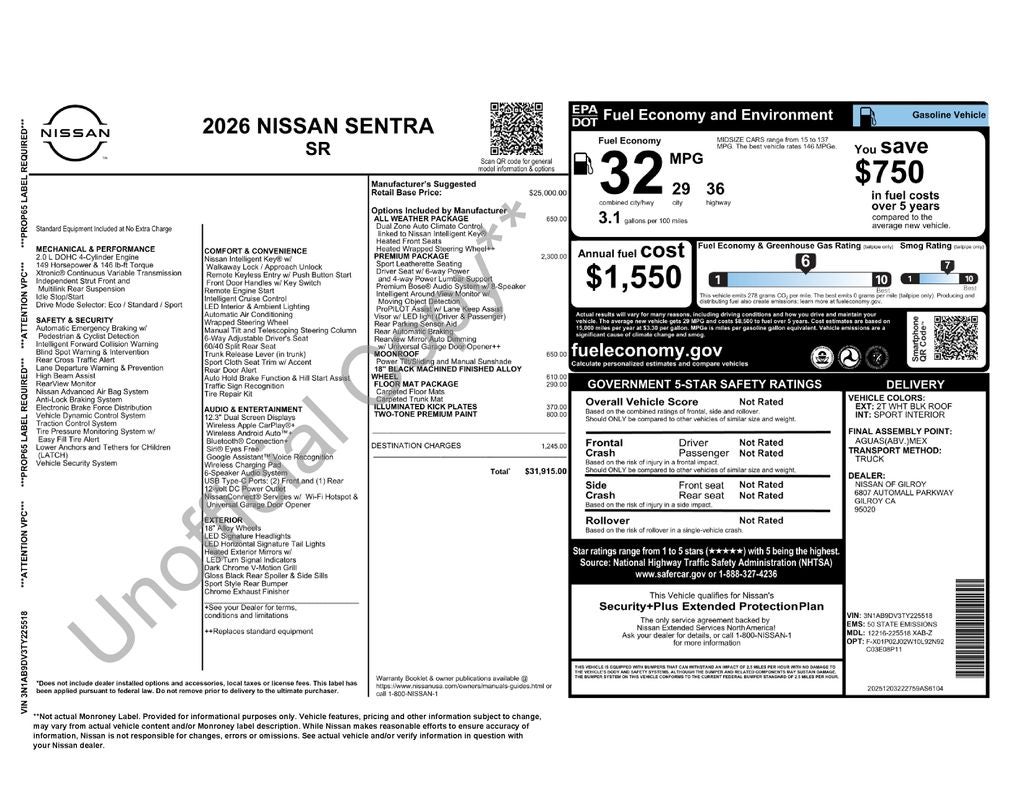 2026 Nissan Sentra SR