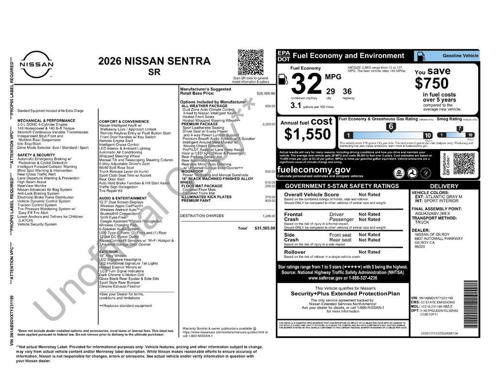 2026 Nissan Sentra SR
