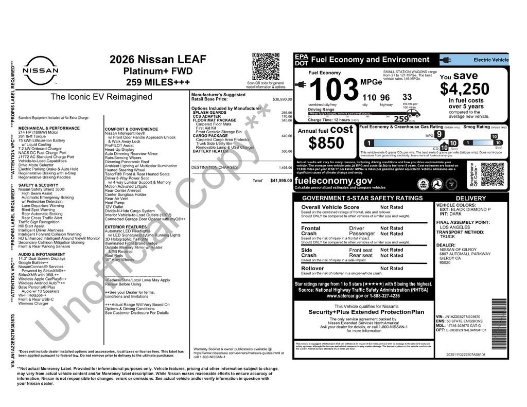 2026 Nissan LEAF Platinum+