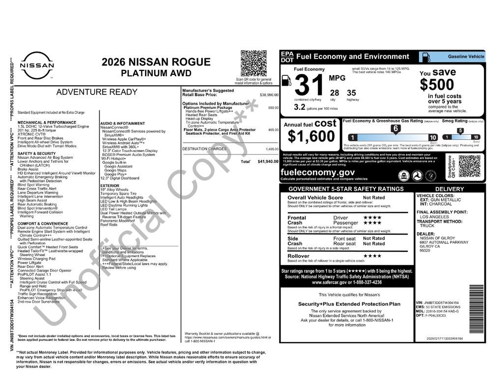 2026 Nissan Rogue Platinum