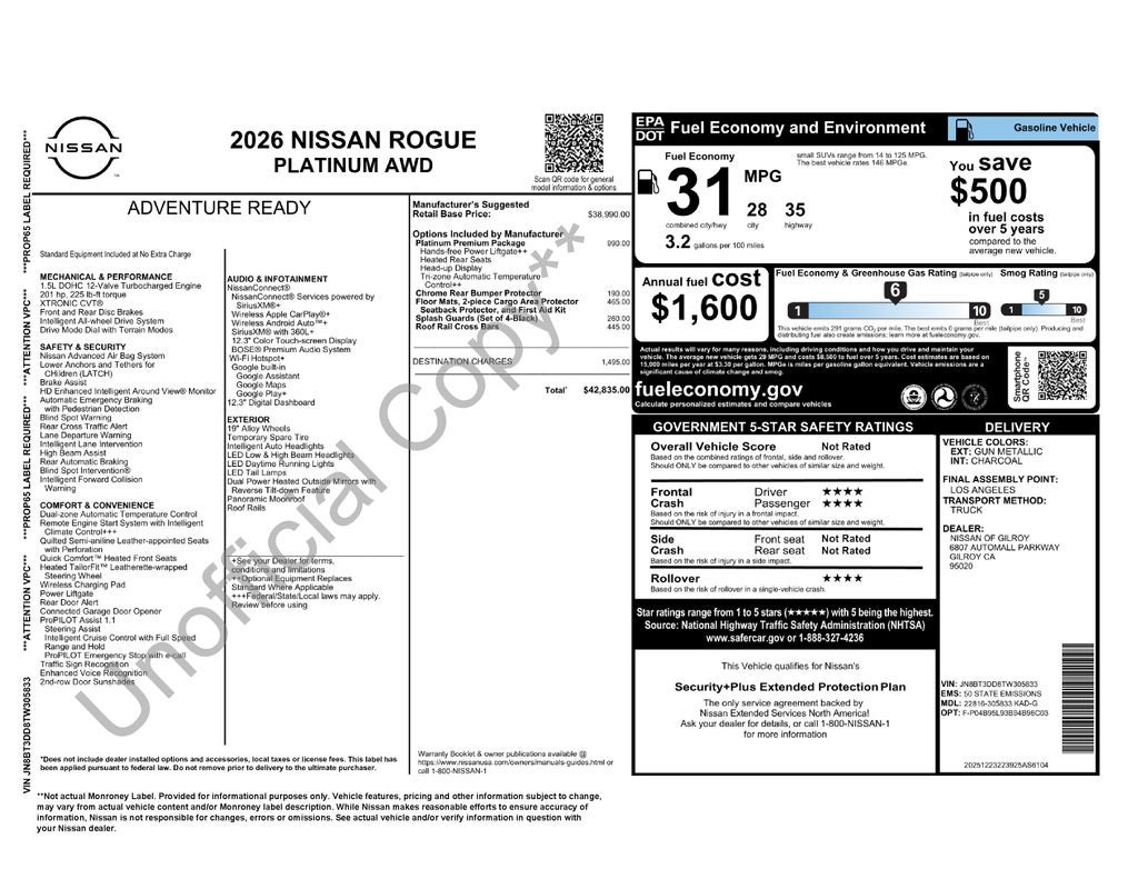 2026 Nissan Rogue Platinum